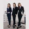Women's Petite Professional Suit Set with Flared Trousers
