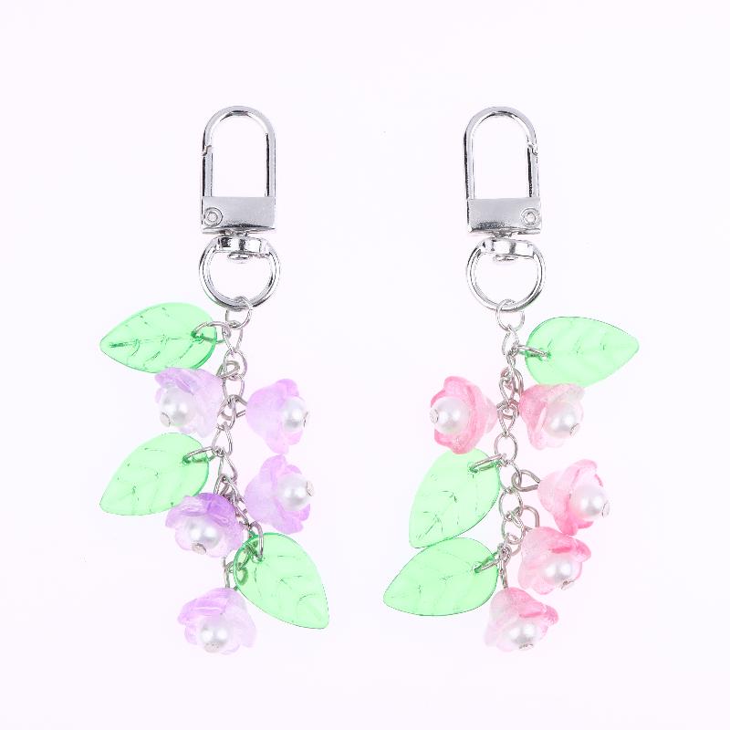Y2K Aesthetics Lily Of The Valley Keychain Exquisite Flower Keyring Bag Pendant Sweet Girly Phone Lanyard Holiday Gifts