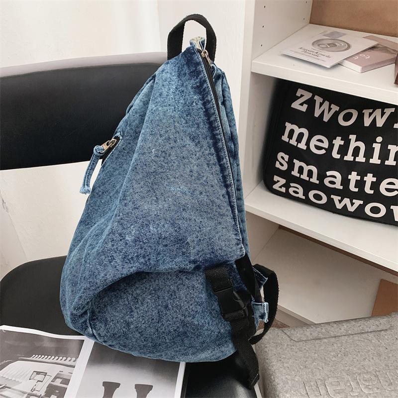 Large Capacity Retro Denim Backpack Women's Lightweight Backpack