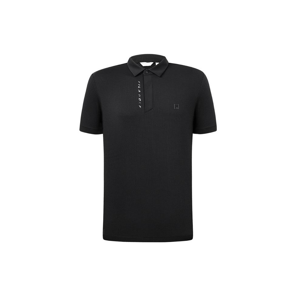 

FILA Solid Color Golf Elite Knitted Short Sleeve Polo Shirt Men tops Deep-Black A11M335116ABK L
