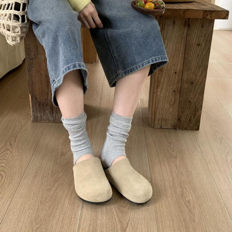 

2025 autumn new fashion versatile platform muller shoes wear retro bag head half slippers women 39 абрикосовый