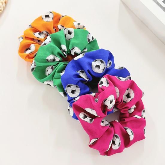 Hair Tie Soccer Themed Pattern Large Size Hair Rope High Elasticity Ponytail Holder Sports Hair Accessories