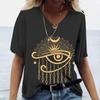 Ancient Egyptian Ethnic Costume 3D Print T-Shirts Women Casual V-Neck Short Sleeve T Shirt Y2K Tees Harajuku Top Female Clothing