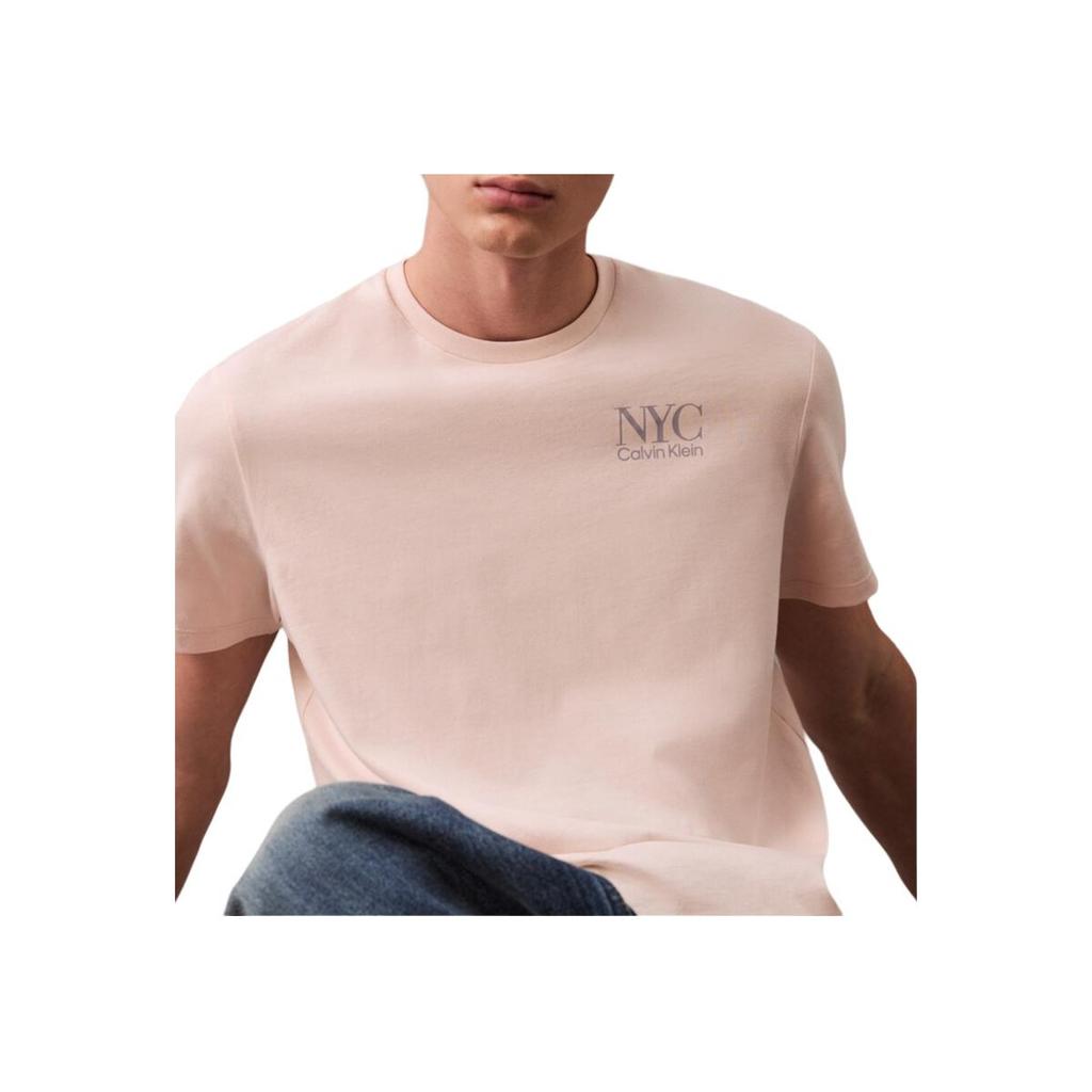 Calvin Klein Minimalist Comfortable Versatile Casual Embroidered Back Short Sleeve T-Shirt Men Tops Silver Peony 4RB813G-LN4