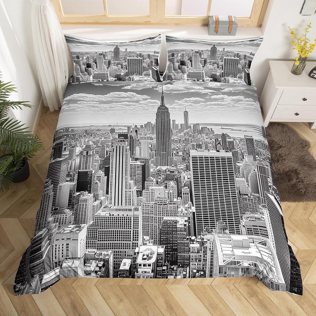 Comforter Cityscape Europe Building Bedding Set Paris City Night 3D Print Comforter Full King For Kids Adults Decor
