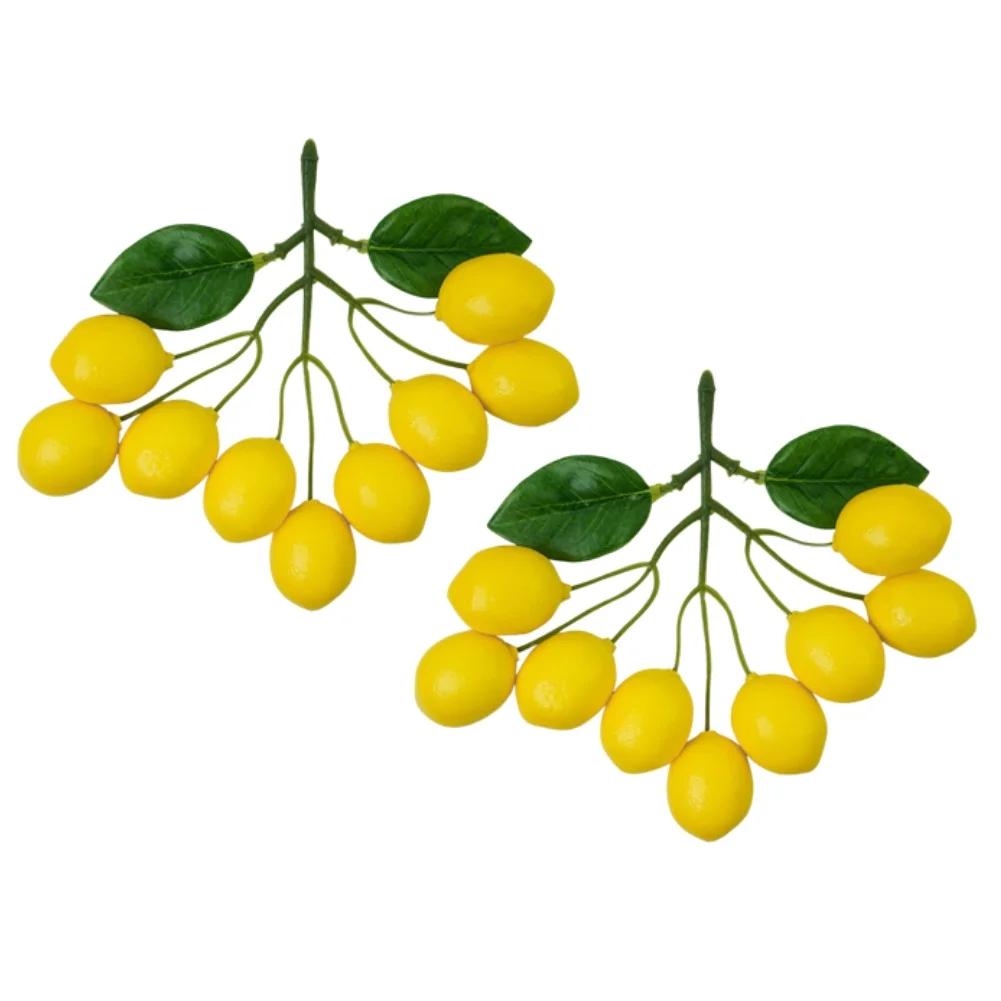 Kunstige citrongrene Simulationspynt til Køkken, Butiksarrangement Display Fotorekvisit Dekorative Frugter & Grøntsager