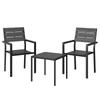 3-Piece Garden Set with 2 Chairs and HDPE Table Wood-Effect Slat Design for Patio Balcony Black