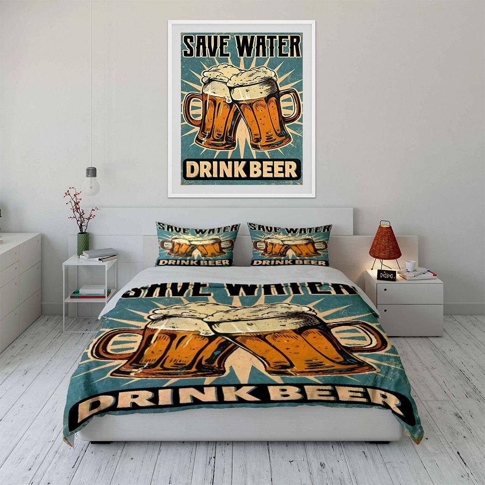 Beer mugs and text. Bedding sets Duvet cover sets Duvet covers Pillowcases(1* Duvet Cover 2* Pillowcases without duvet insert)