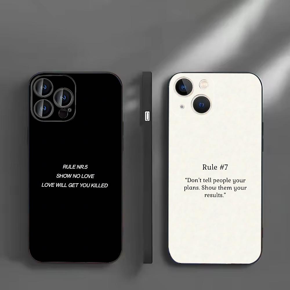 Minimalist Life Rules Phone Case For IPhone 16,15,14,13,12,11,XS,XR,X,8,7,Pro,Max,Plus,mini Silicone Black Cover