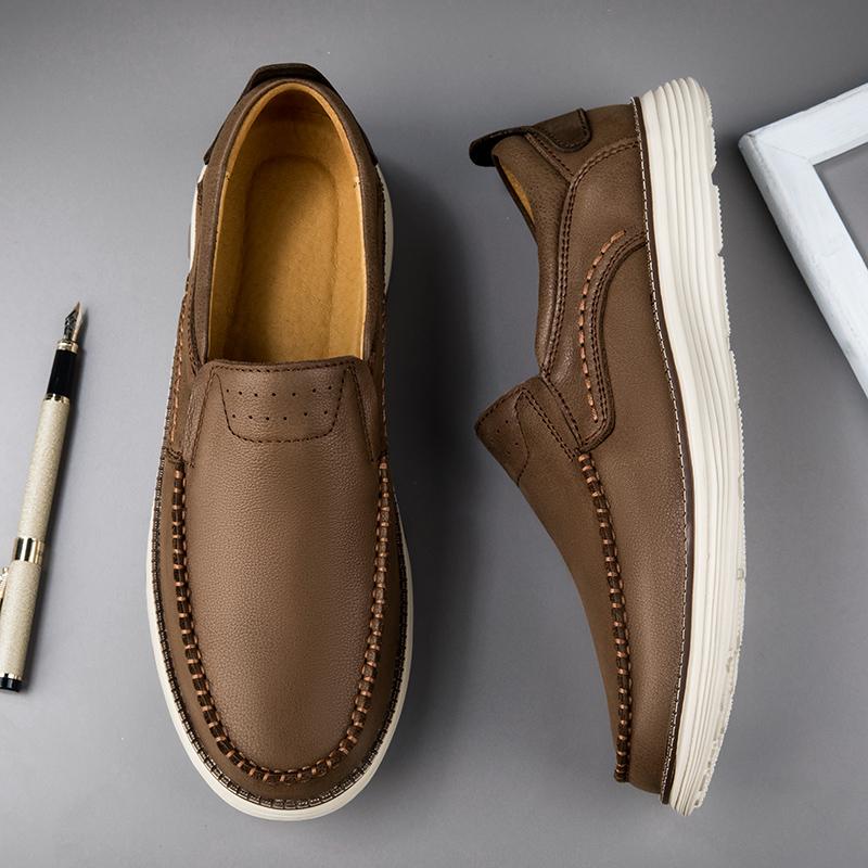 Marca de Luxo Sapatos Casuais Masculinos Couro Genuíno Mocassins Masculinos Business Mocasines Calçado Slip-On Costura à Mão Sapatos de Condução Masculinos