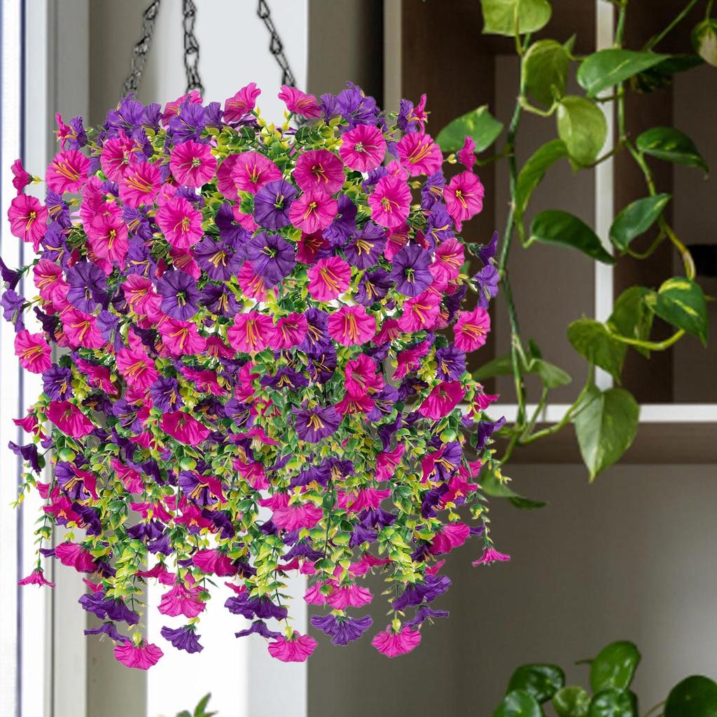 2Pcs Artificial Hanging Plants Fake Hanging Plant Faux Eucalyptus Leaf Greenery Vine Outdoor UV Resistant Plastic Plants