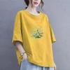 Women T-shirt for Summer Large Size Cotton Shirt Soft Loose Printed Casual Comfortable Pullover T-shirt Top