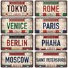 Vintage Berlin Madrid New York Paris Country City Stil Platte Metallschild Plakette Blechschild Man Cave Bar Club Poster Dekoration