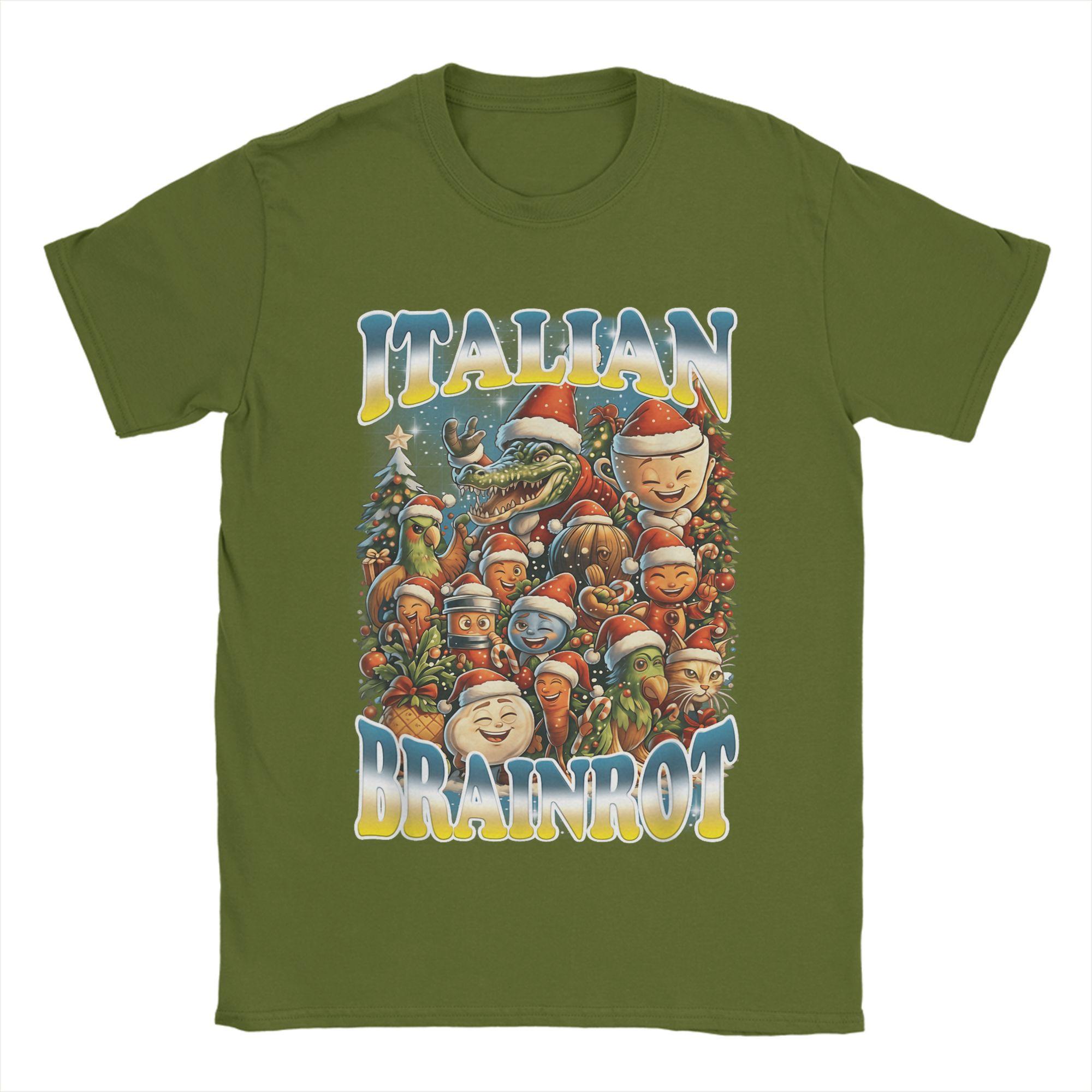 

Italian Brainrot Christmas Meme Chaos T-Shirt for Men Funny Tee Shirt Round Neck Short Sleeve T Shirts New Arrival Clothing 4XL