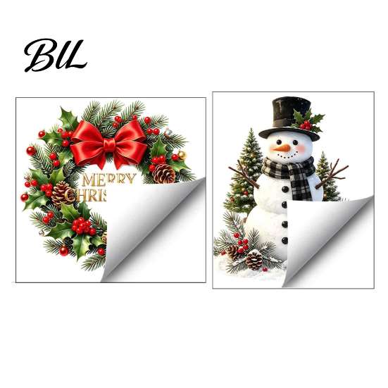 Snowman Toilet Seat Sticker Christmas Wreath Sticker, Peel And Stick Bathroom Decor Removable Cover Decal, Waterproof Lid Wall for Holiday Decals