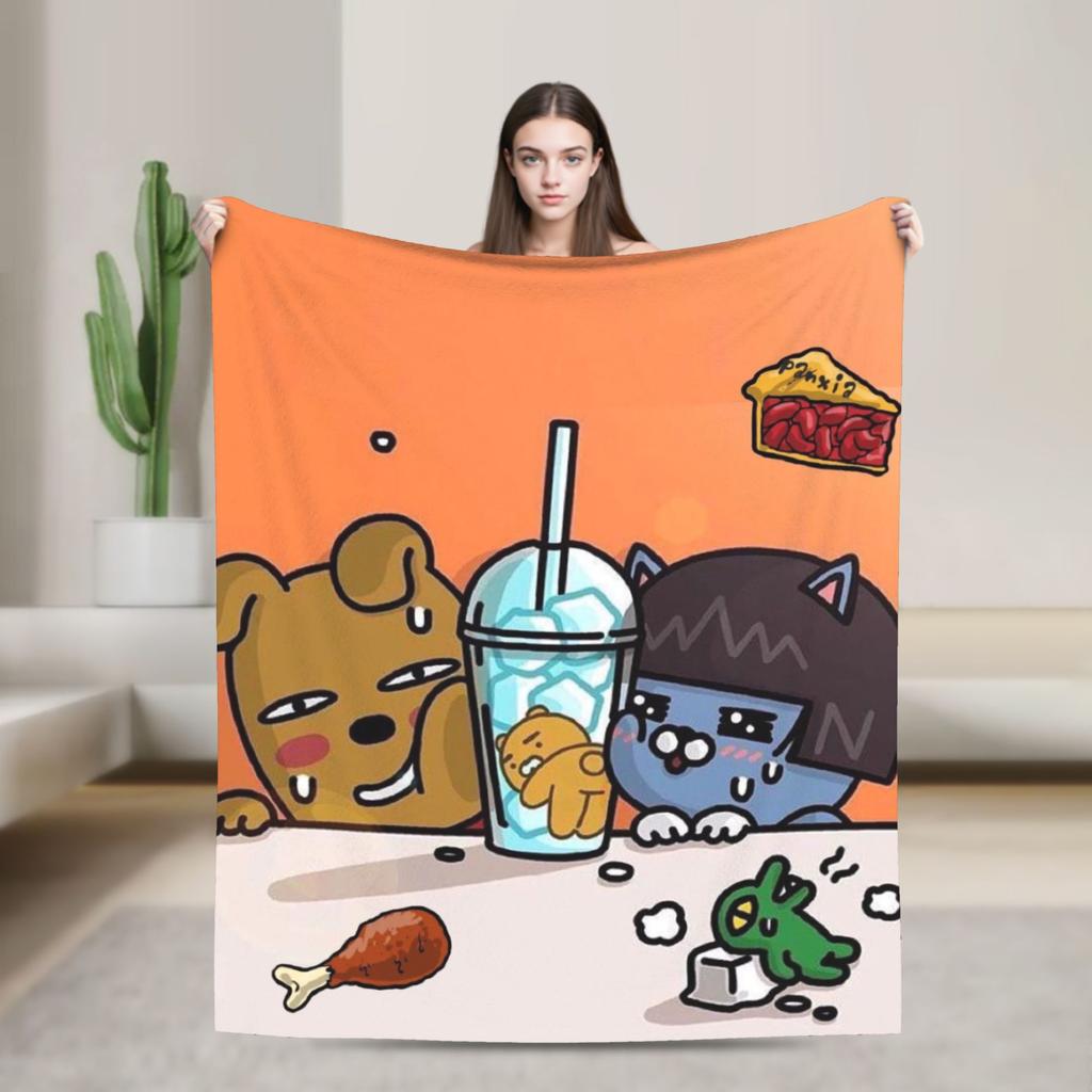 K-Kakaos F-Friends Tube Apeach Ryan Trio Blanket Quality Warm Throw Blanket Winter Picnic Home Decor Aesthetic Bedspread