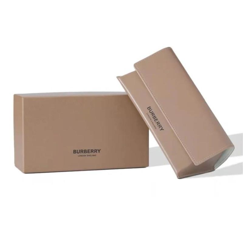 Burberry Logo Plate Frame Square Sunglasses Unisex Couple Black