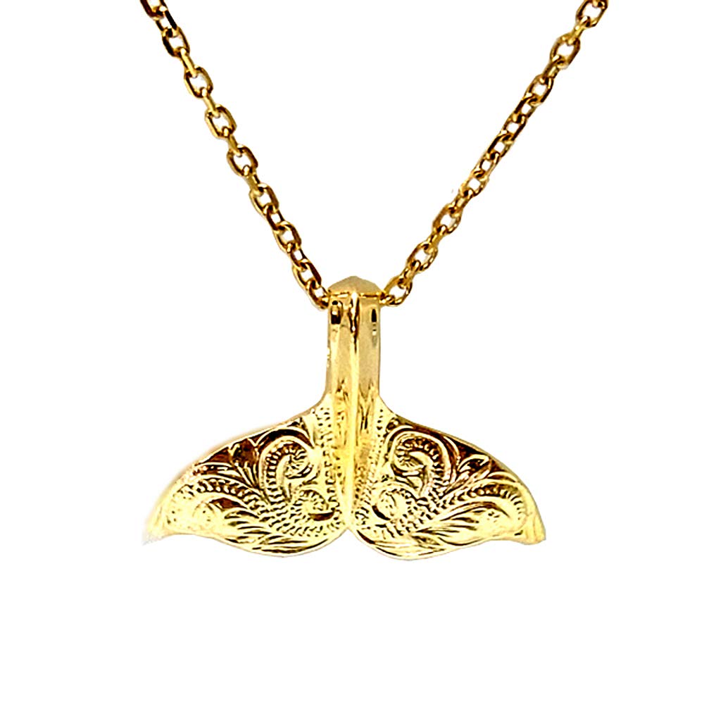 [Juraise] Hawaiian Jewelry K24 Pure Gold Plated K24 Pendant Necklace Plumeria Scroll Birthday Gift