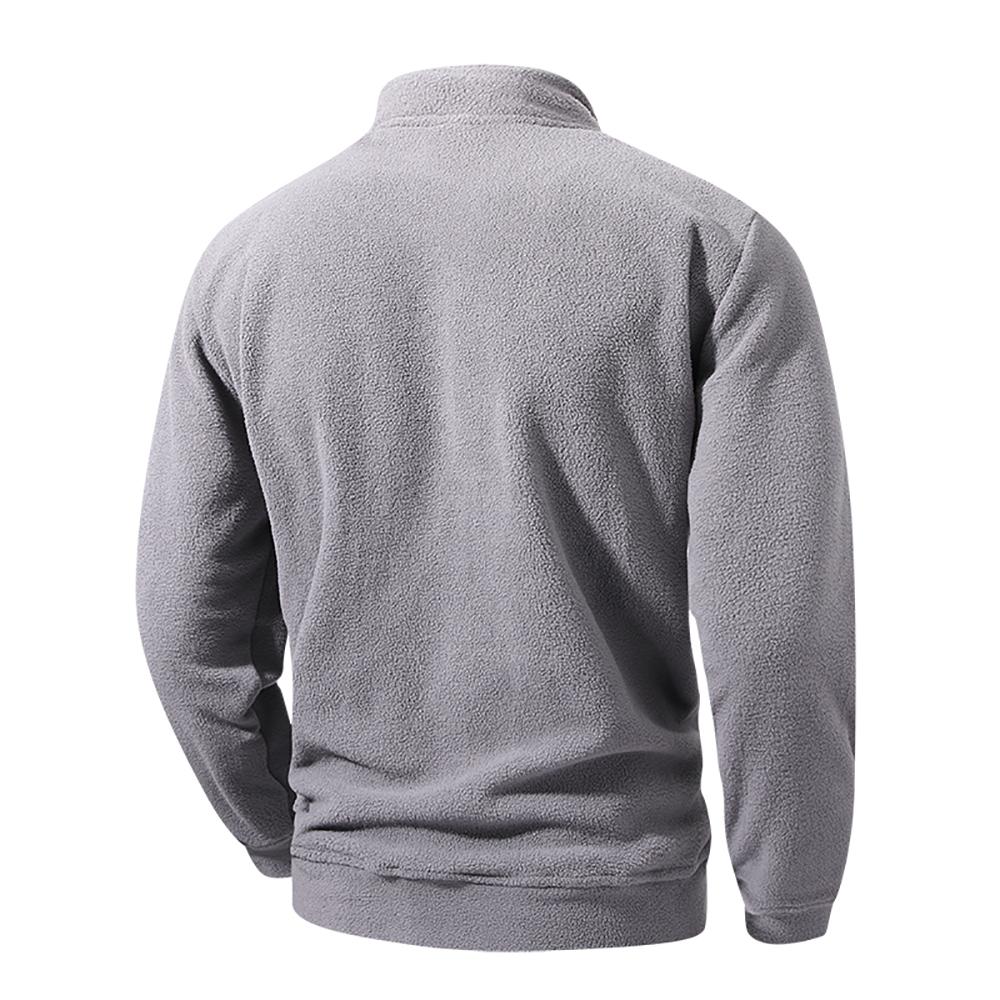 Men's New Fashion Solid Color Half Zipper Hooded Sweatshirt Fleece Long Sleeve Casual Loose Outdoor Warm Breathable