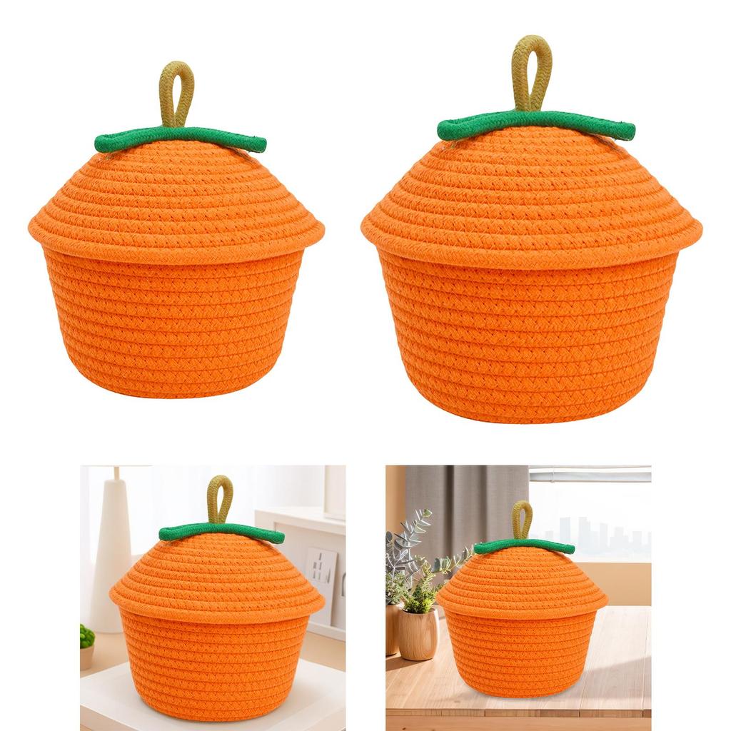 Woven Storage Basket with Lid Gift Toys Organizer for Home Countertop Pantry