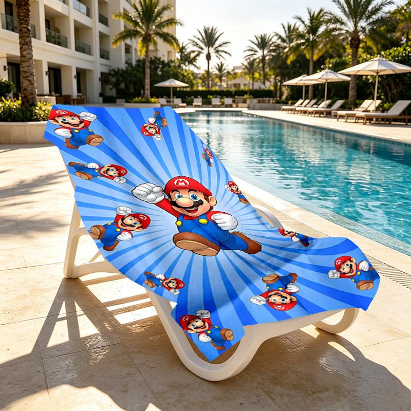 Super Mario Print Beach Towel Design, Soft, Lightweight. for Home Bathroom, Spa, Pool, Yoga, Surfing, Camping, Gift for Family, Friend
