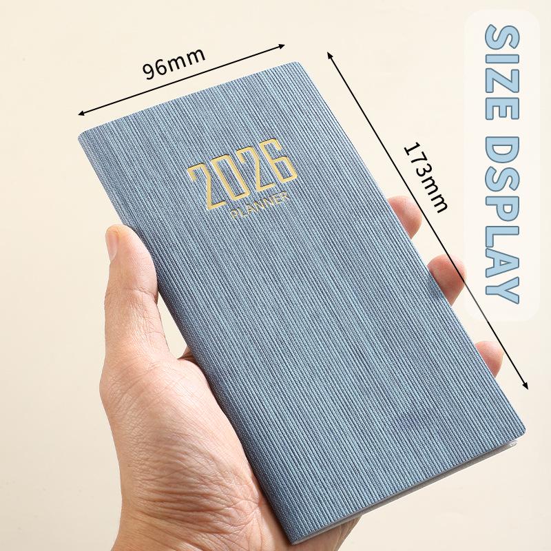 Planificator săptămânal A6 din piele 2026: Agenda portabilă transfrontalieră în engleză și caiet calendar anual