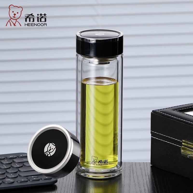 Heenoor Double Wall Glass Tea Cup with Filter