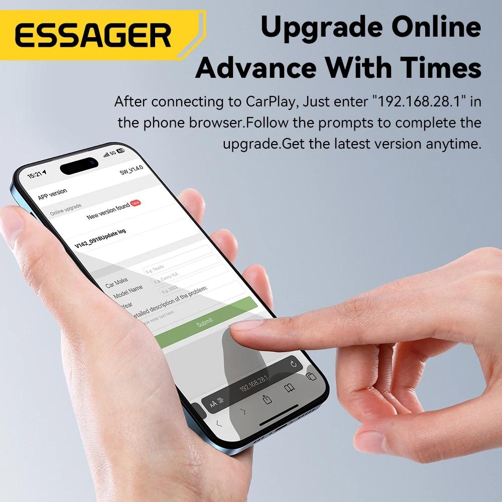Essager Mini Carplay Wireless For Car For iPhone IOS 15