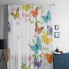 Cute Butterfly Flying Over Almond Blossom Chiffon Sheer Curtains for Living Room Bedroom Decoration Window Voiles Tulle Curtain