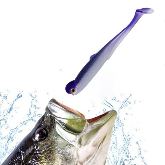 20 Pcs Fishing Lure 3D Artificial Fish with T Tail Flexible Fish Bait for Texas Jigs Wacky Hooks Outdoor Fishing
