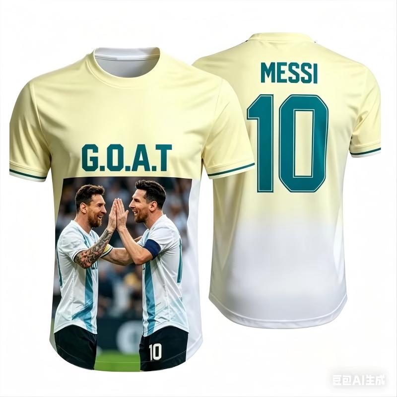 2026 Messi No.10 G.O.A.T Print Football T-shirt, 3D Graphic Sports Jersey, Unisex Adult Casual Short Sleeve Soccer Fan Tops