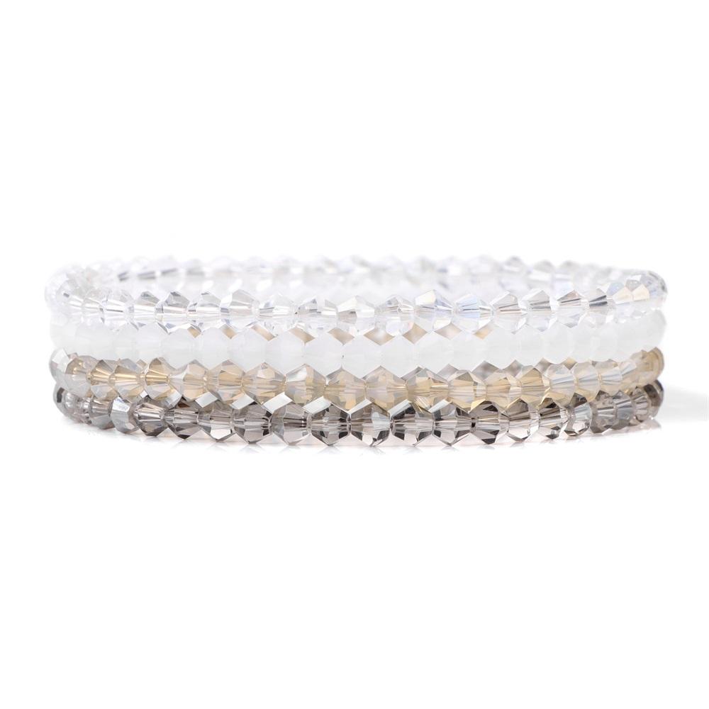 Set da 4 Pezzi Braccialetti Elastici con Perline di Cristallo Lucido Bohemien Facettati Colorati Braccialetti con Perline di Vetro di Cristallo Set di Braccialetti per Donne