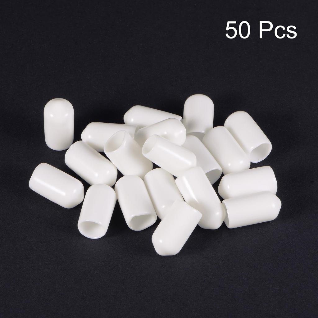 uxcell Round Rubber End Caps Vinyl Cover Screw Protector 8mm White 50pcs