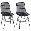 Dining Chair 2 Pcs Black 41 X 55 X 85 Cm Rattan and Steel