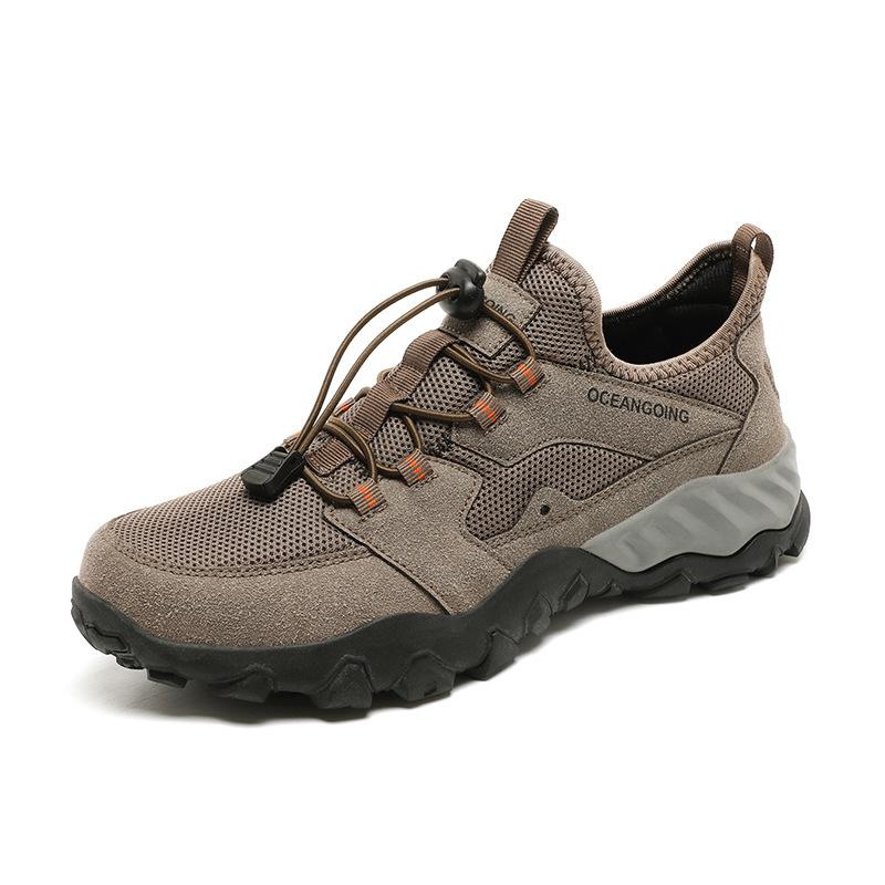 

2025 new breathable hollow mesh shoes men s sports shoes men s one-pedal light and non-slip outdoor casual creek walking shoes 48 темно-коричневого