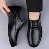 Men's Large Size Leather Business Shoes - Soft Sole, Non-Slip, Lace-Up, Ideal for Middle-Aged and Elderly.