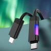 240W 6A RGB Fast Charging USB Type-C Cable - LED Ambient Light Nylon Braided Data Cord for Phone Fast Charge