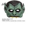 Creepy Halloween Costume Accessory Green Vampire Mask, Half Face Mask with Pointy Ears & Sharp Teeth, Retro Realistic Horror Distressed Party
