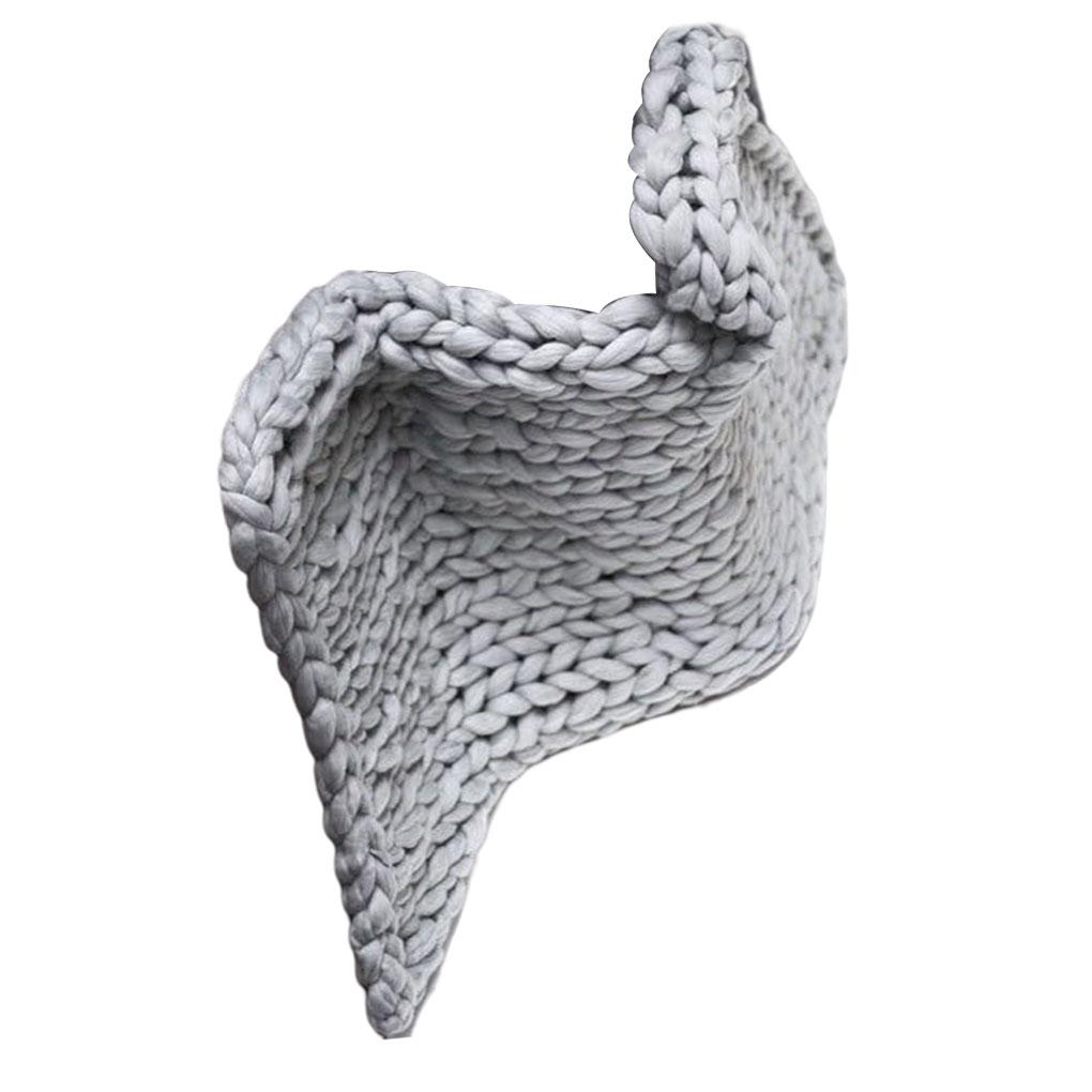 

Chunky Knitting Blanket Handmade Carpet Sofa Lightweight Reusable Blankets Home Decor Portable Exquisite Wool Rug gray/80*100cm