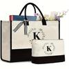Women's  Set Large Capacity Shopping Bags Fashion Canvas Letter Handbag Makeup Bags Travel Storage Bag Office