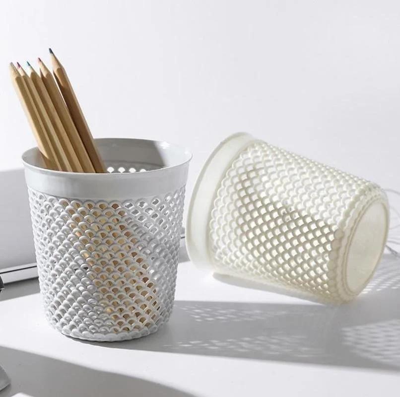 Creative Plastic Pen Holder Simple Solid Color Hollow Desktop Storage Tube Makeup Tube Stationery Tube
