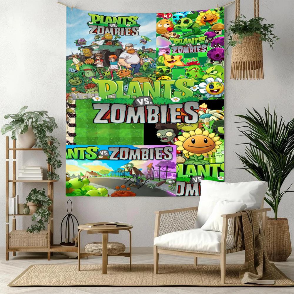 Plants Vs Zombies Aesthetic Tapestry Rustic Farmhouse Great For Reading Corner Dorm Wall Bedroom Four Seasons Vintage Wall Art