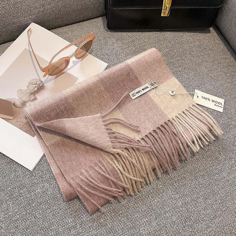

Checkerboard Grain Scarf Female Winter Warm Pure Wool Cashmere Shawl Couple Accessory Premium Sense Windproof Scarf XWJ102 180x30cm