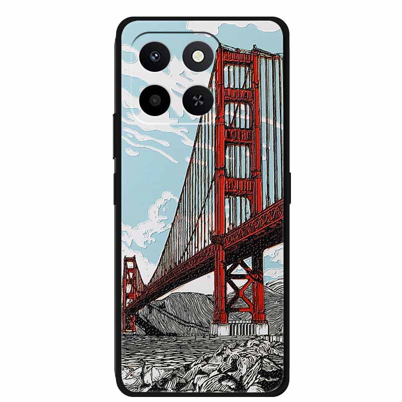 3D Case For Honor X7d 5G Case X 7 d Coque 6.77" Emboss Flowers Black Silicone Soft Back Cover For Honor X7d 4G Cases Shell Funda