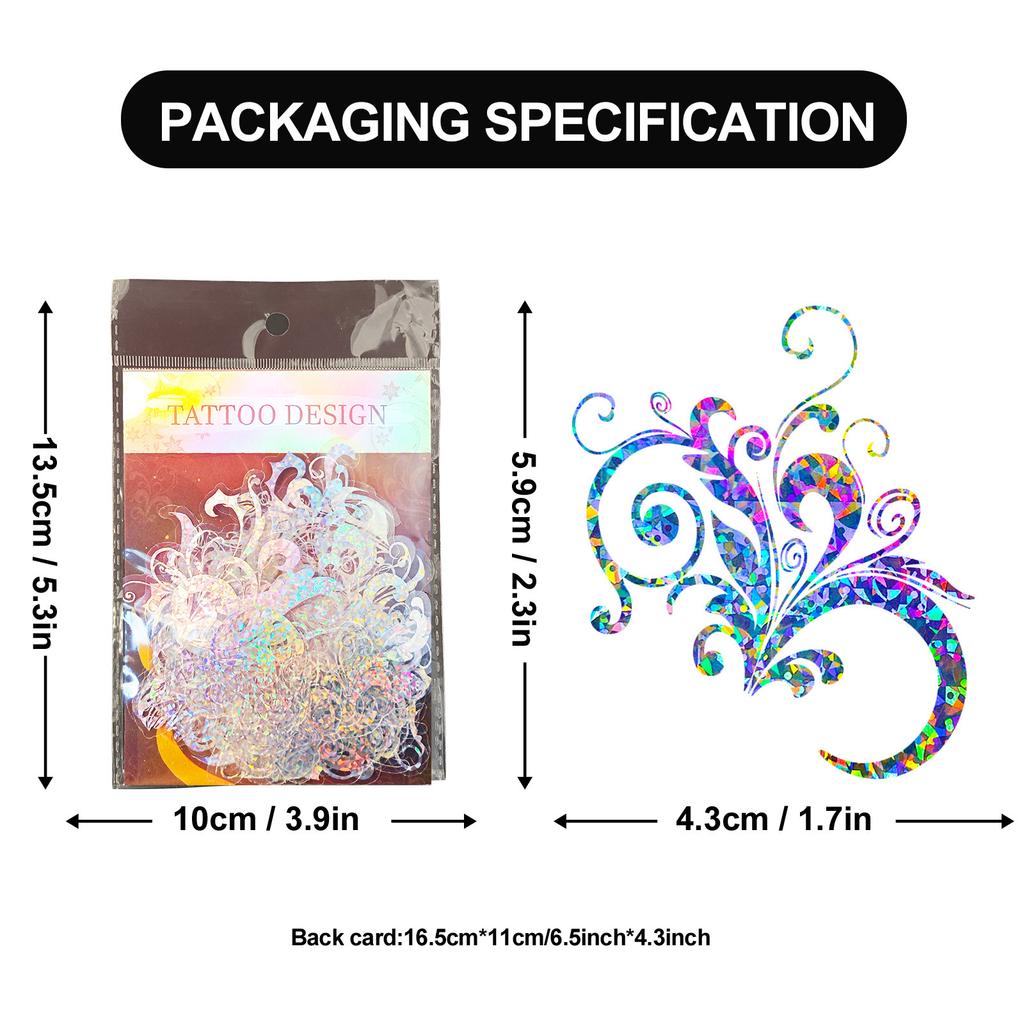 50 Transparent Laser Pattern Tattoo Laser Handbook Material Decoration Stickers PET Transparent Retro Guka Stickers