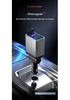 Gallium Nitride Car Charger with Dual Retractable Cables, 65W PD3.0, Fast Charging, Ambient Light, Digital Display, One-to-Four Ports.