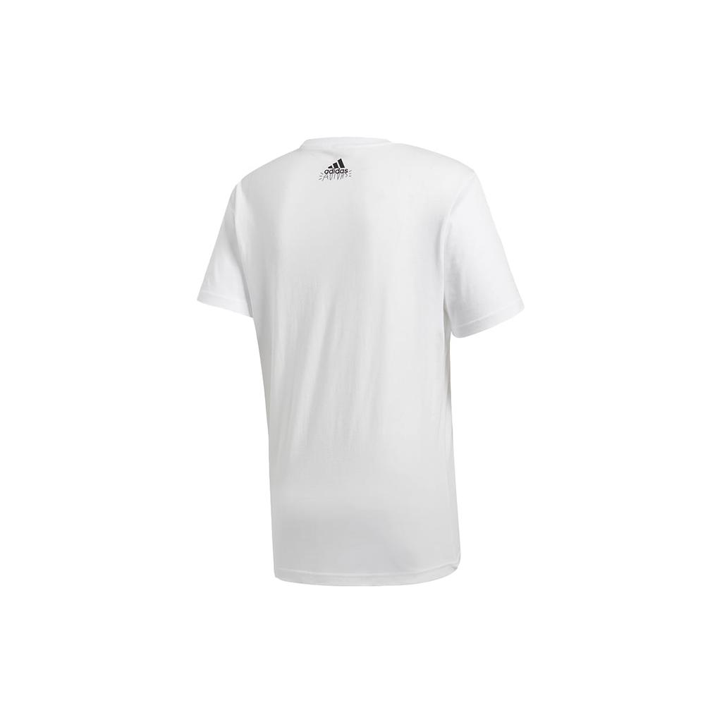 adidas T Shirts Men's White Crew Neck Moderate Straight Fit FN1715