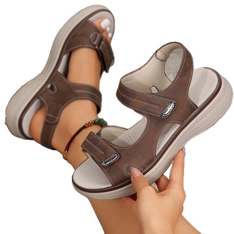 Large Size Sports Sandals for Women's Summer New Fashion Flat Velcro Sandals for Women