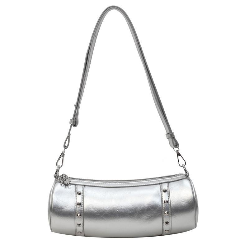 Stylish Small Bag Female Bag Urban Minimalist Style Pu Material Medium French Bag серебряный