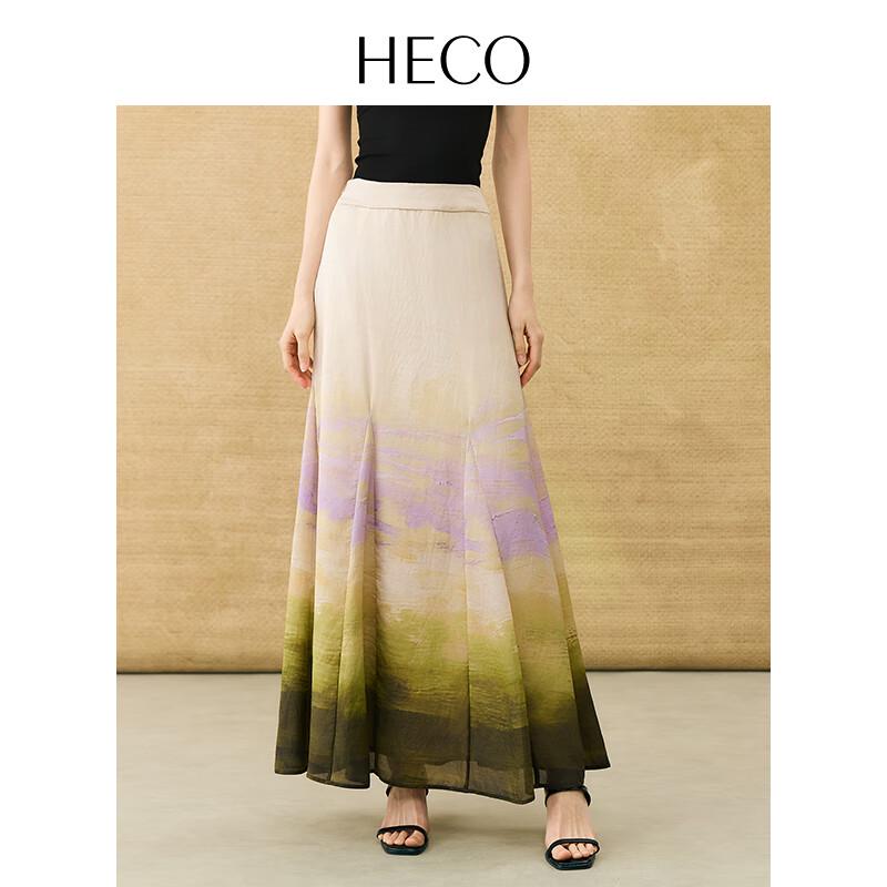 HECO  Shadow Dream  New Chinese Style Printed A-Line Skirt M